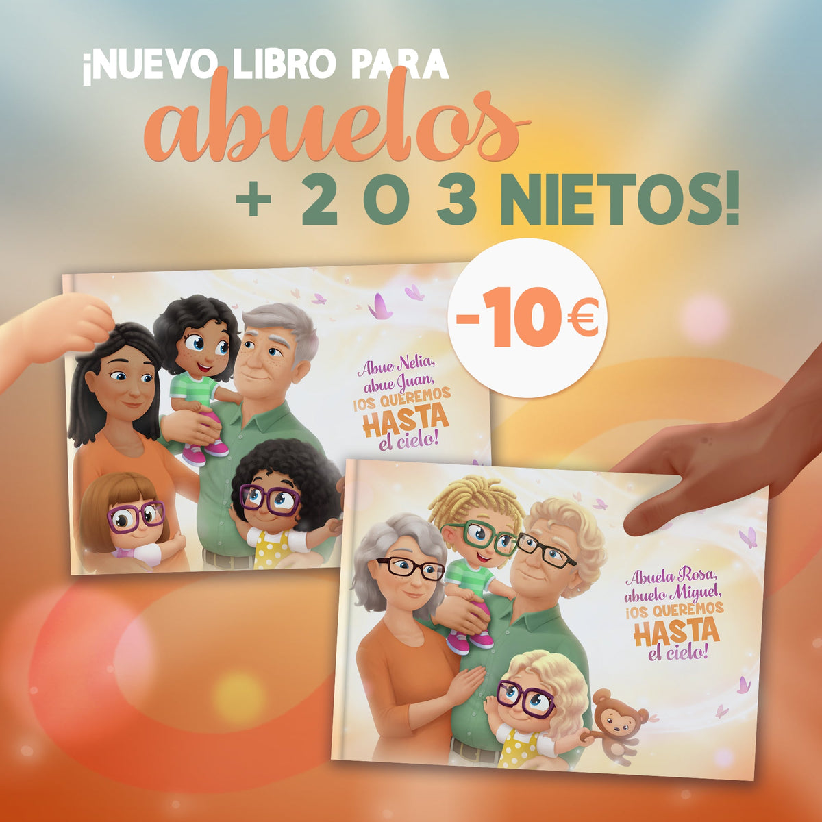 ¡Comparte el amor con nuestro libro personalizado para abuelos con 2 o 3 nietos!